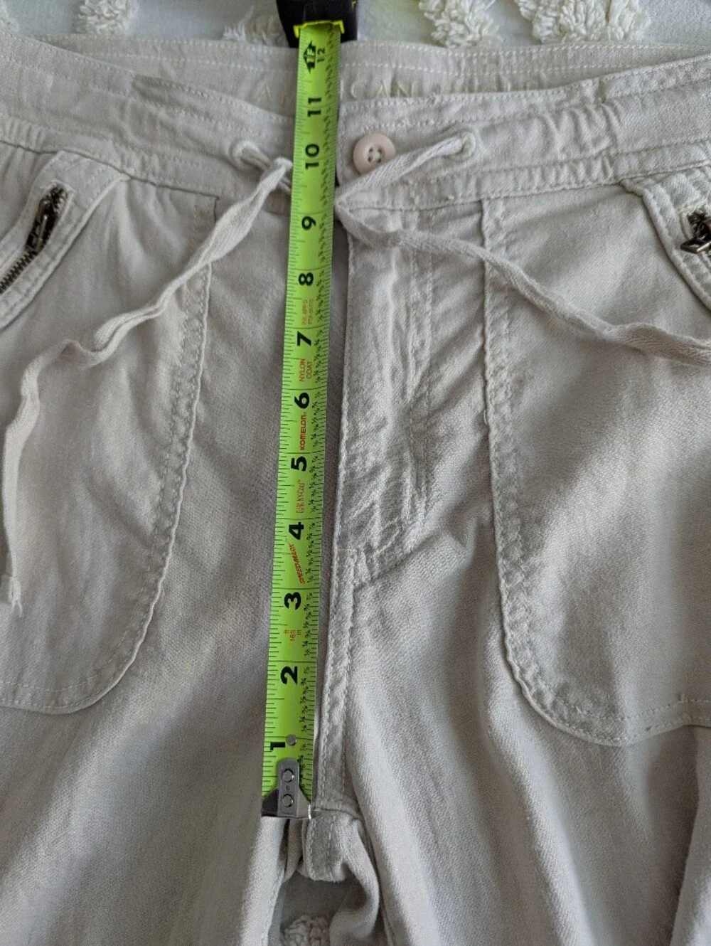 American Eagle Dreamy Drape Baggy Wide Leg Pants Linen Blend Gorpcore 4 Short - Picture 6 of 9